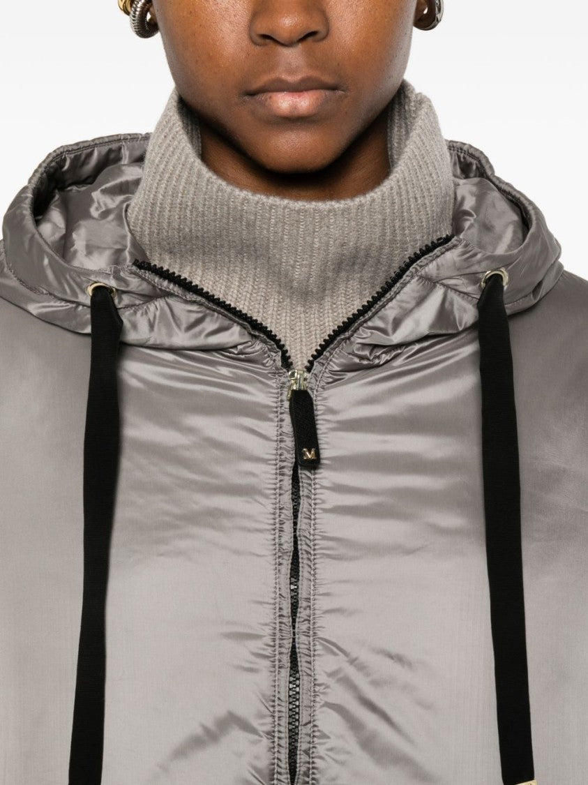 Max Mara Shiny Hooded Jacket With Gold-Tone Details