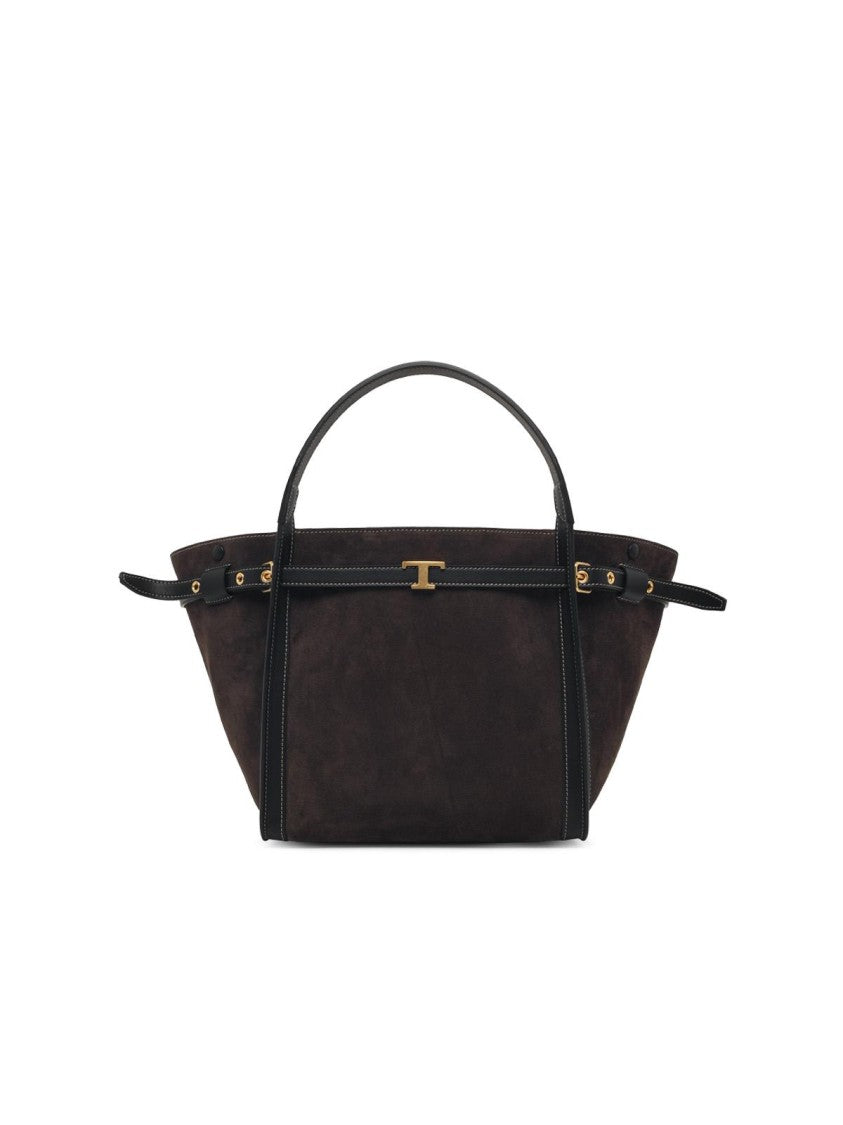Tod's 'T Signature' Dark Brown Suede Shopping Bag
