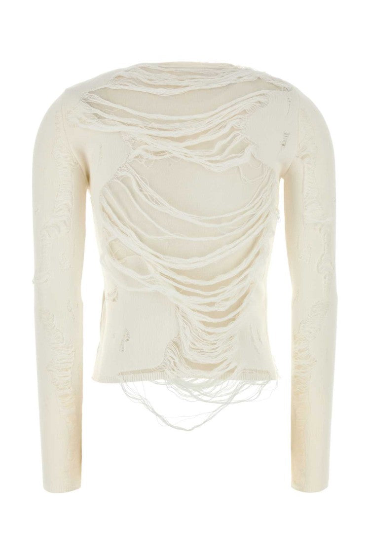 Mm6 By Maison Margiela Ivory Cotton Blend Sweater
