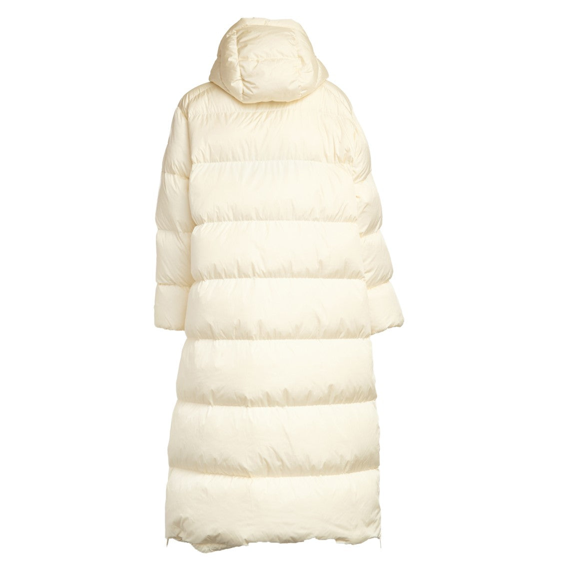 Add Long Padded Coat With Detachable Hood And Side Zippers