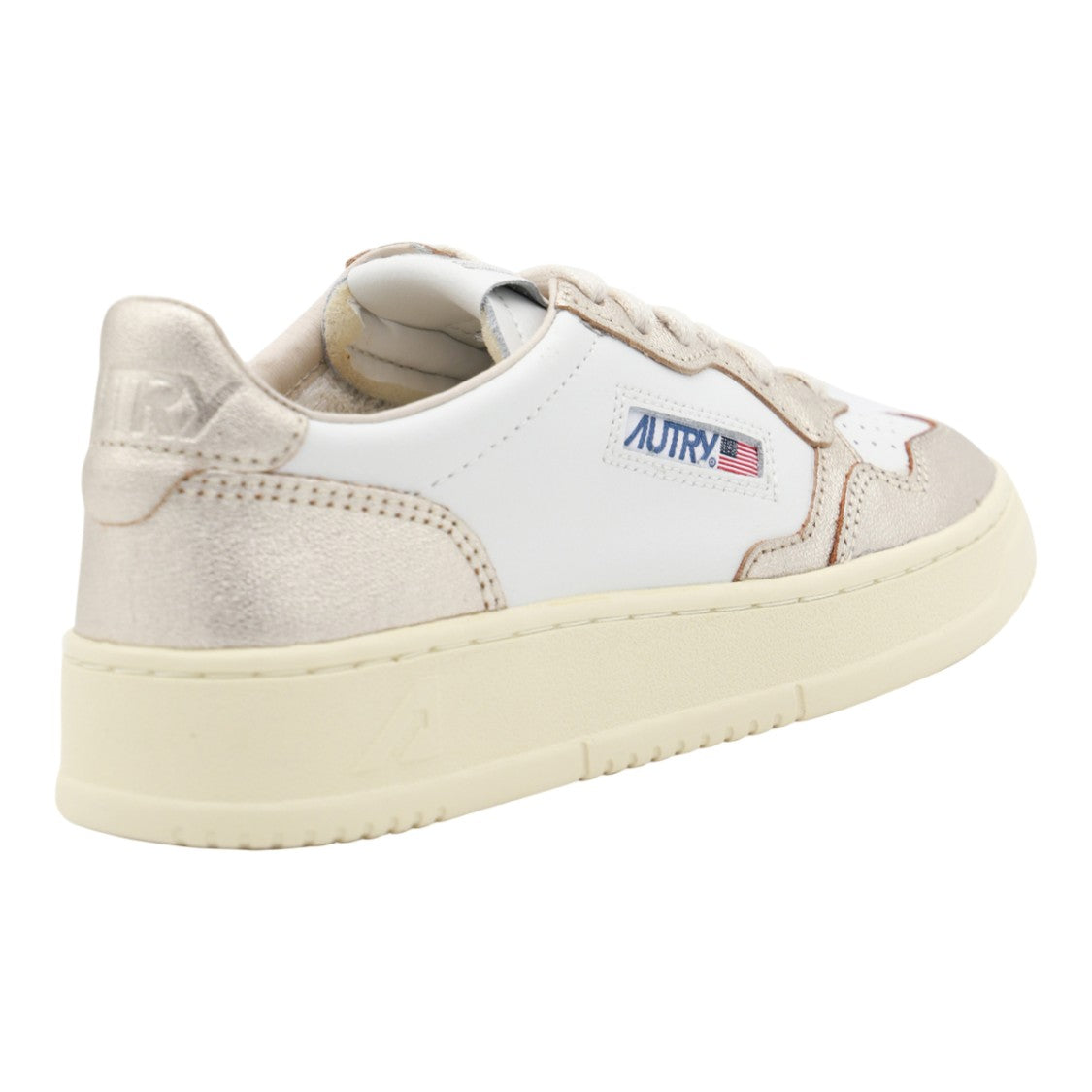 Autry Low-Top Sneakers With Metallic Beige Accents