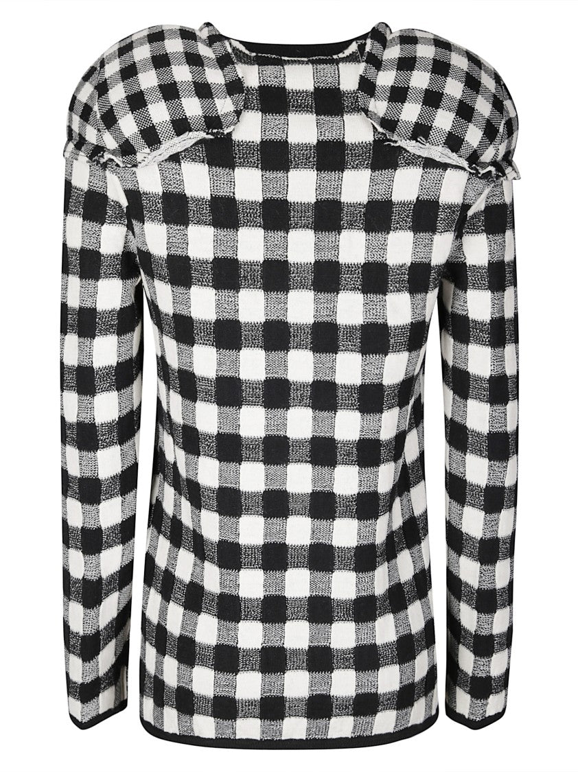 Comme Des Garçons Wool Sweater With Textured Square Embroidery