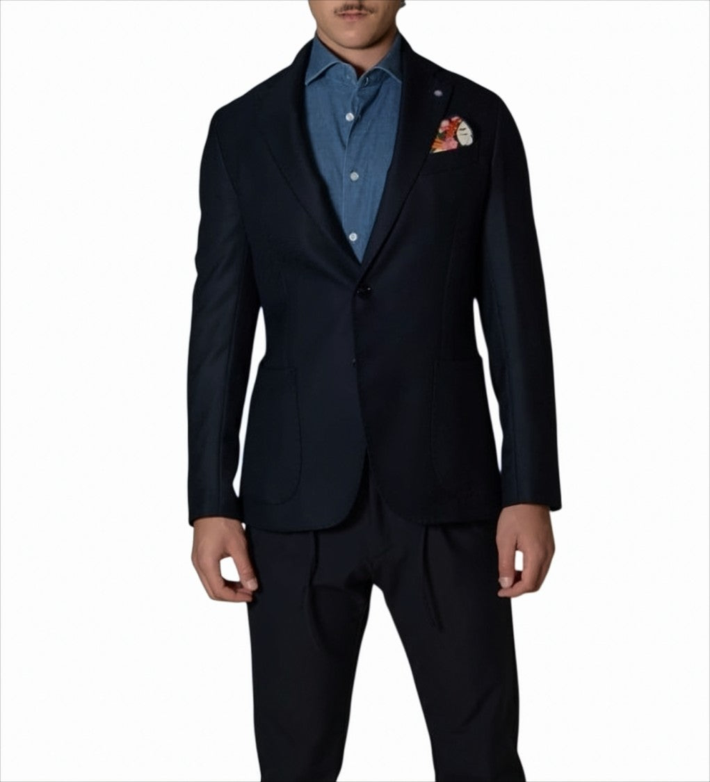 Bharnaba Tailored Blue Single-Breasted Jacket