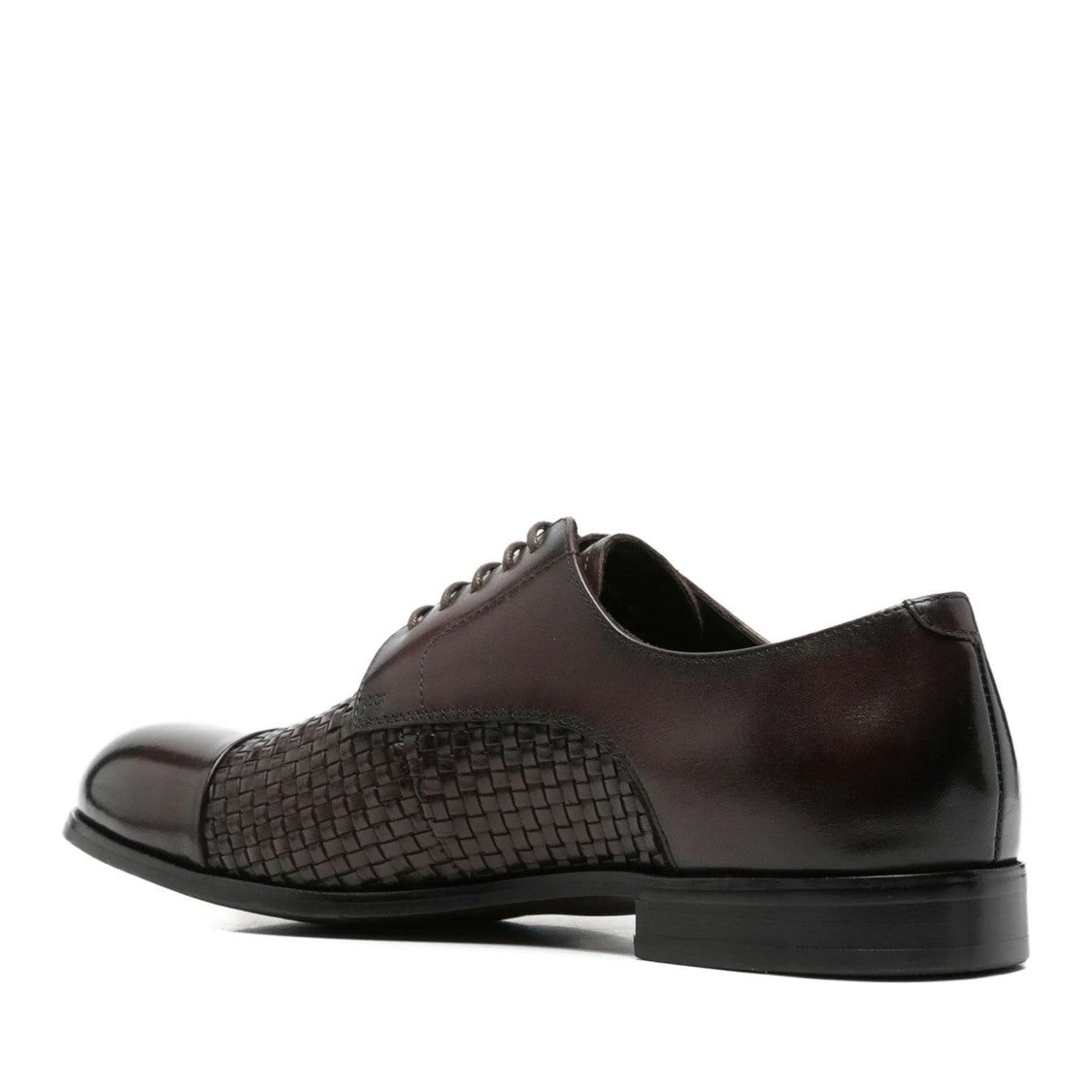 Alberto Gozzi Brown Woven Panel Lace-Up Leather Flats