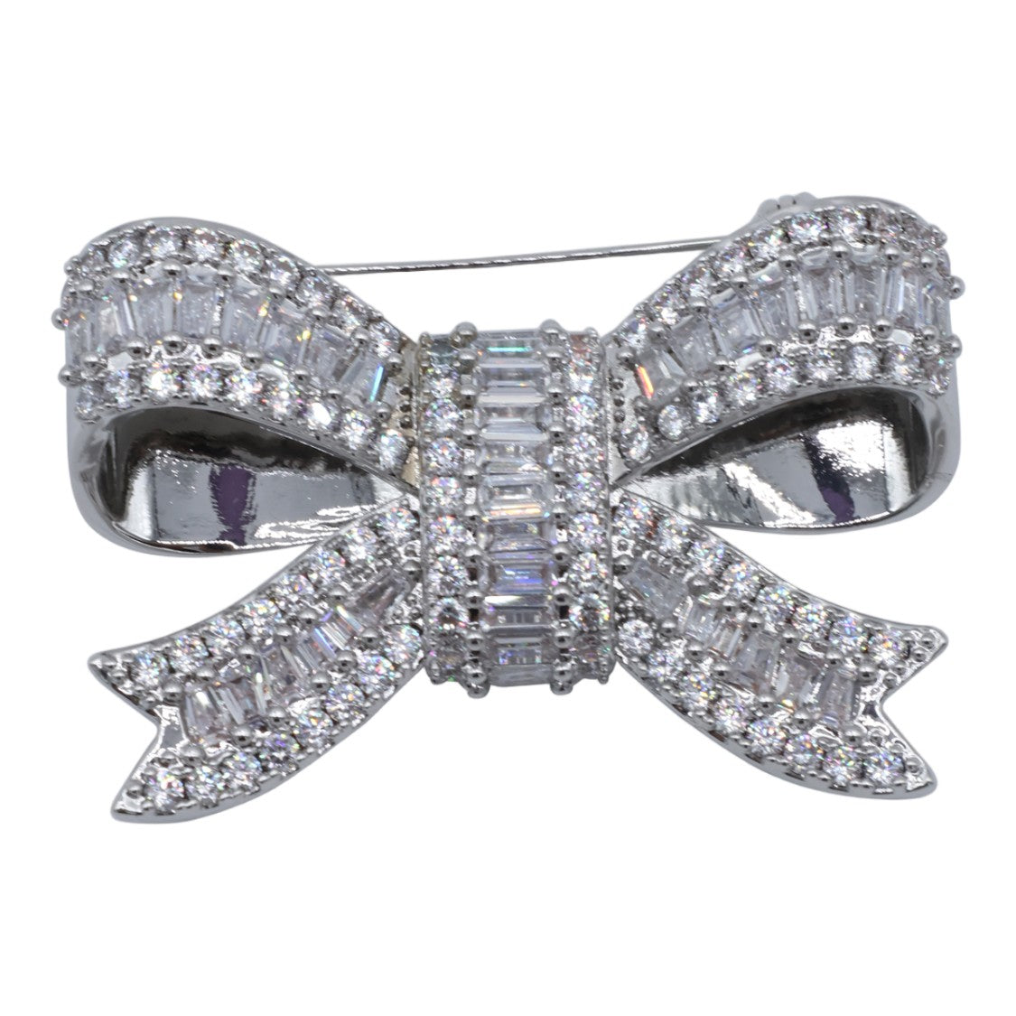 Self-Portrait Bow-Shaped Silver-Tone Crystal Brooch