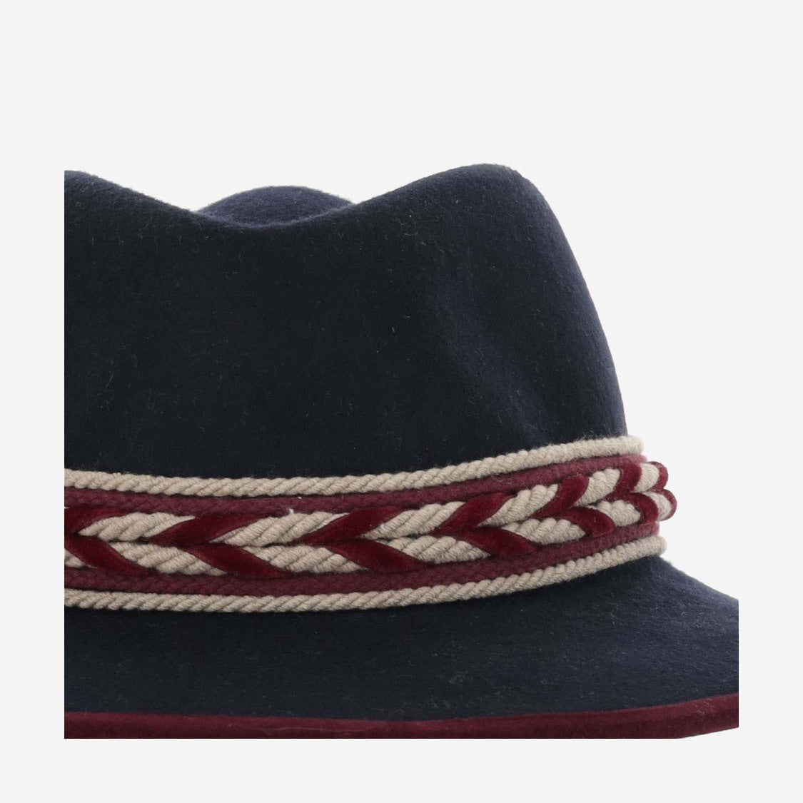 Alexia Alvarez De Toledo Handmade Wool Hat With Wide Brim And Rope Strap Detail