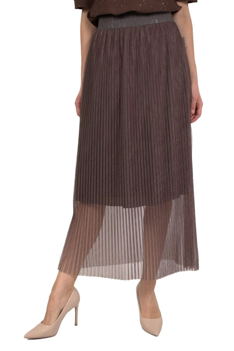 Peserico Brown Crepe Midi Skirt