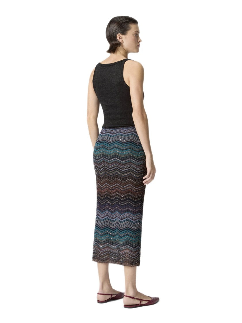 Missoni Multicolor Chevron Sequin Tube Skirt