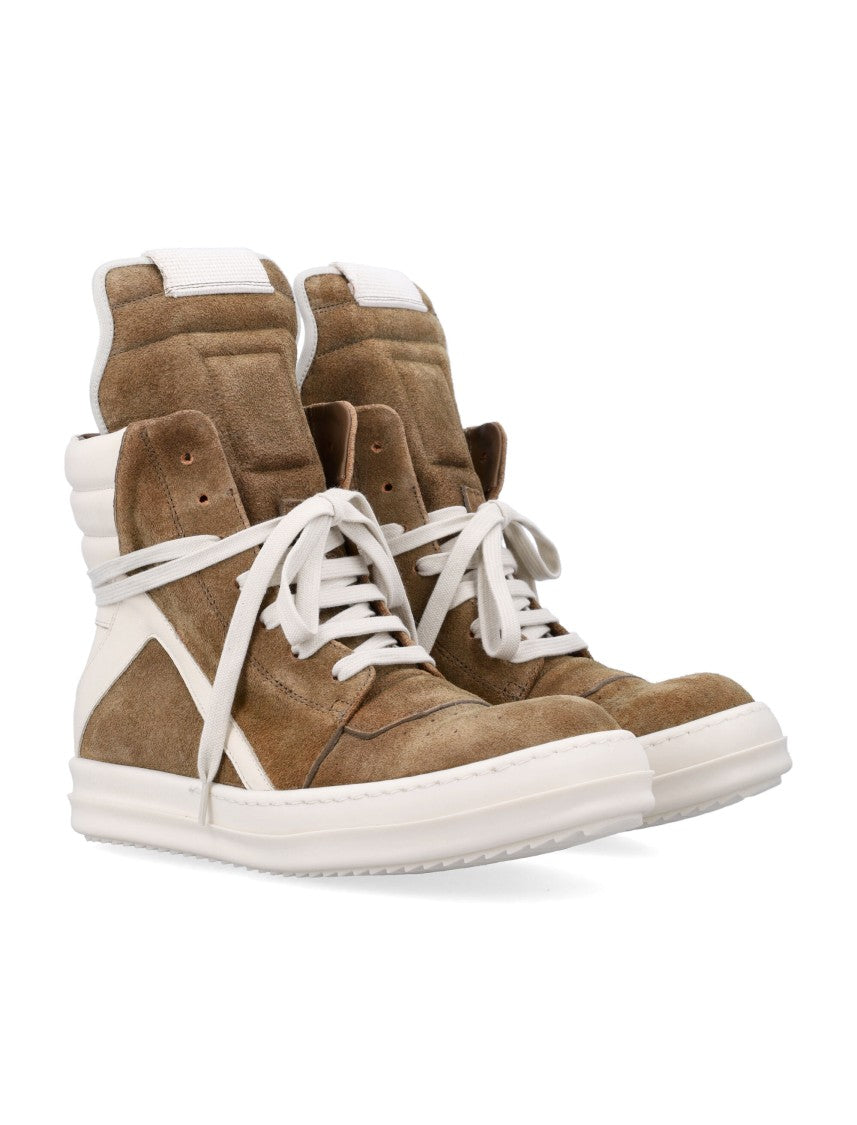 Rick Owens Brown And Milk Temple Geobasket Sneaker