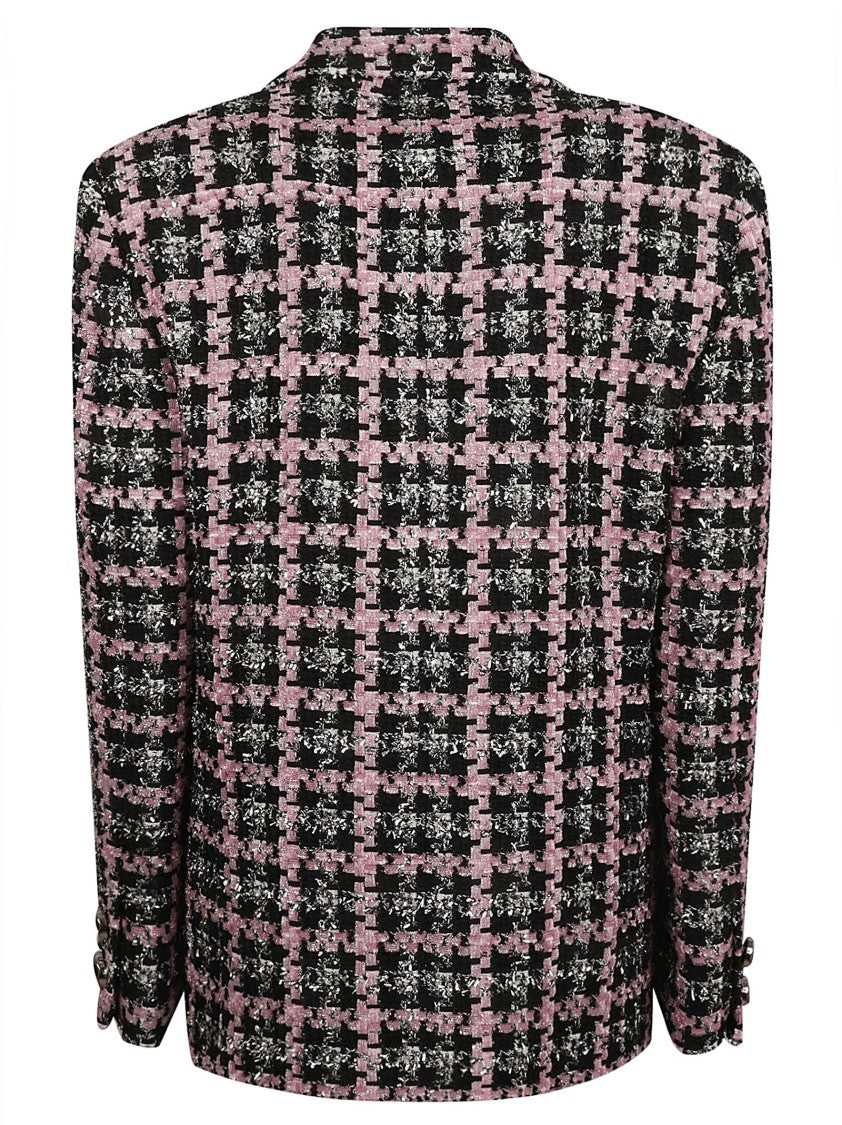 Msgm Checkered Pattern Blazer With Classic Lapel