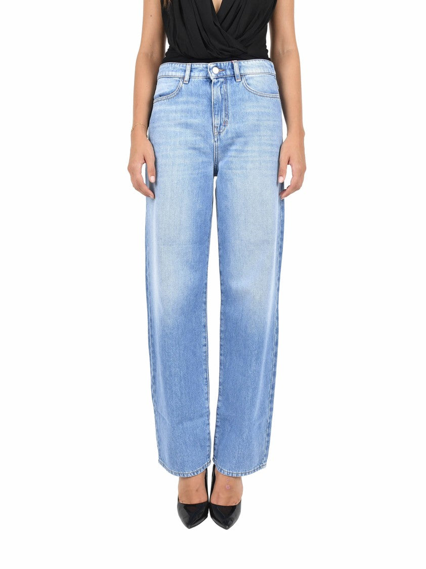Max Mara Light Blue Cotton Denim Oversized Jeans