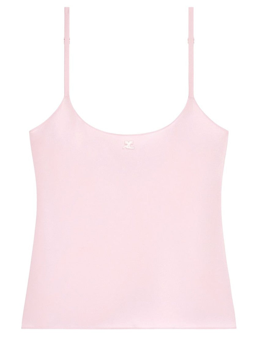 Courrèges Cropped Tank Top With Adjustable Spaghetti Straps