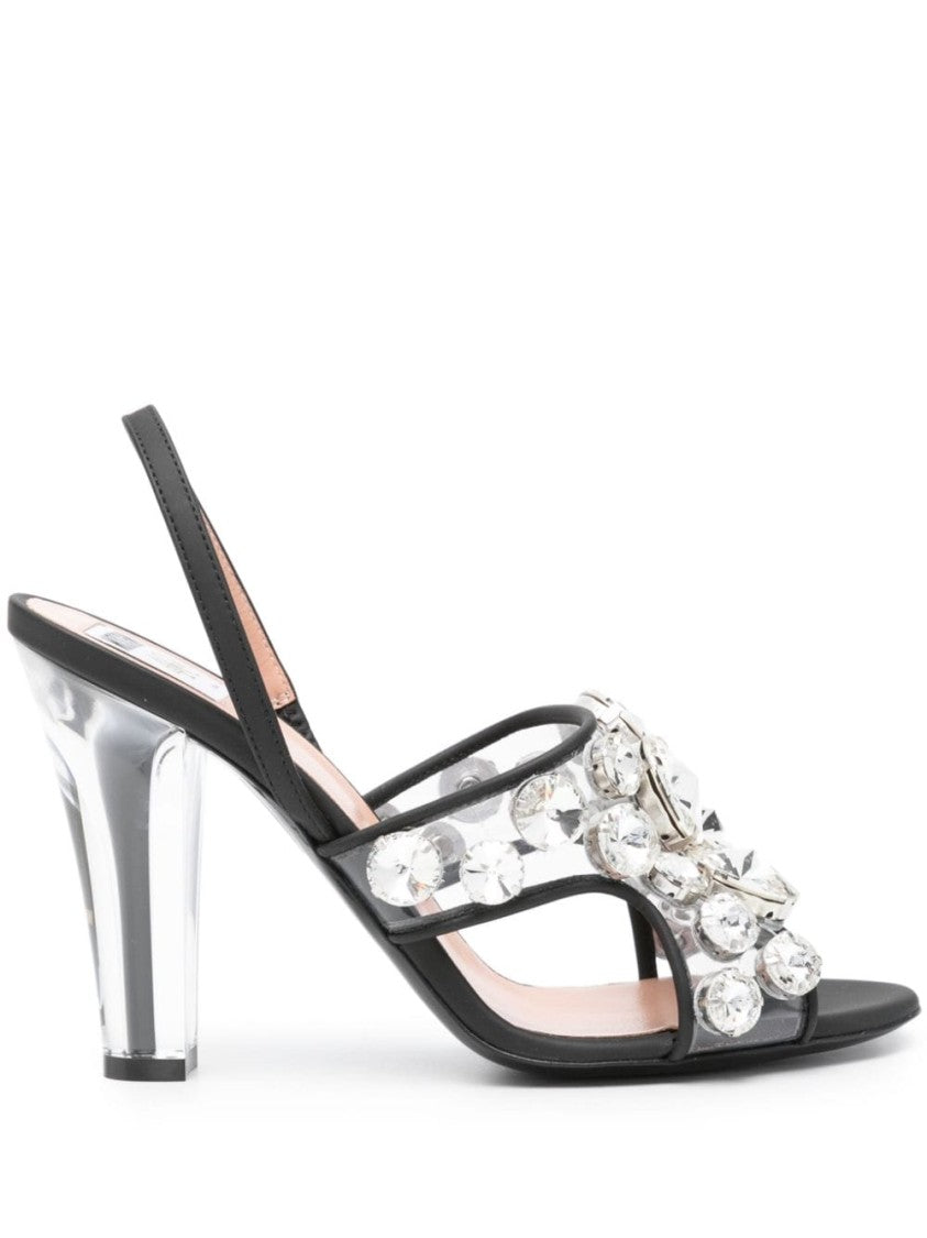 Moschino Transparent Crystal Embellished Sandals