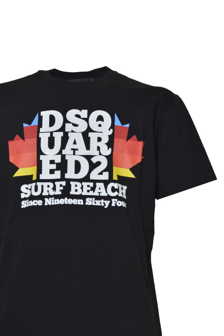 Dsquared2 Black Cotton D2 Surf Beach T-Shirt