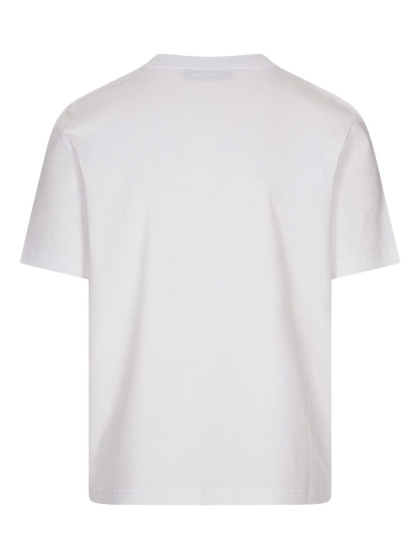 Lanvin White Cotton Embroidered Logo Crew Neck T-Shirt