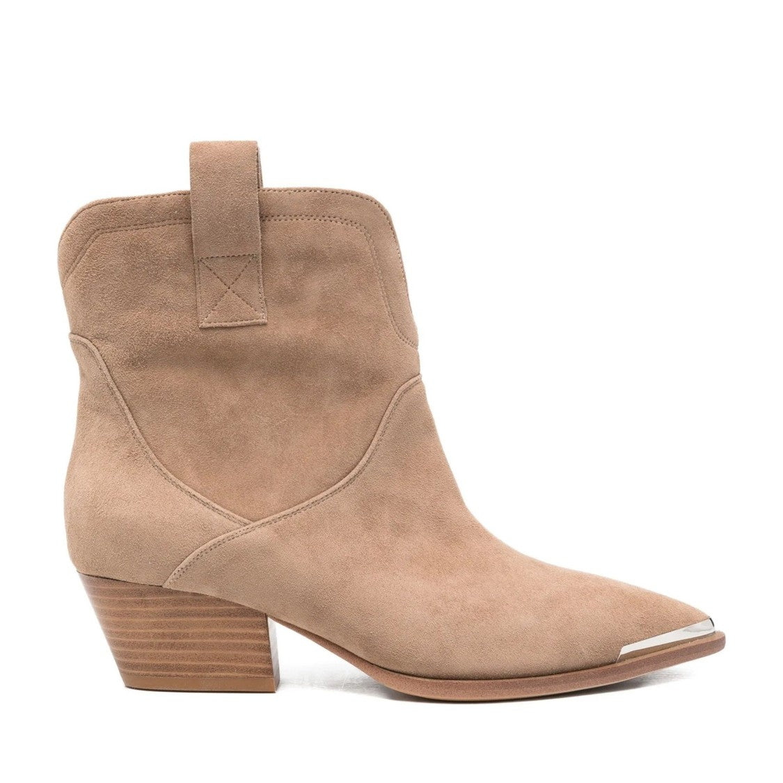 Adrianna Feretti Brown Metallic Accents Stacked Heel Suede Boots