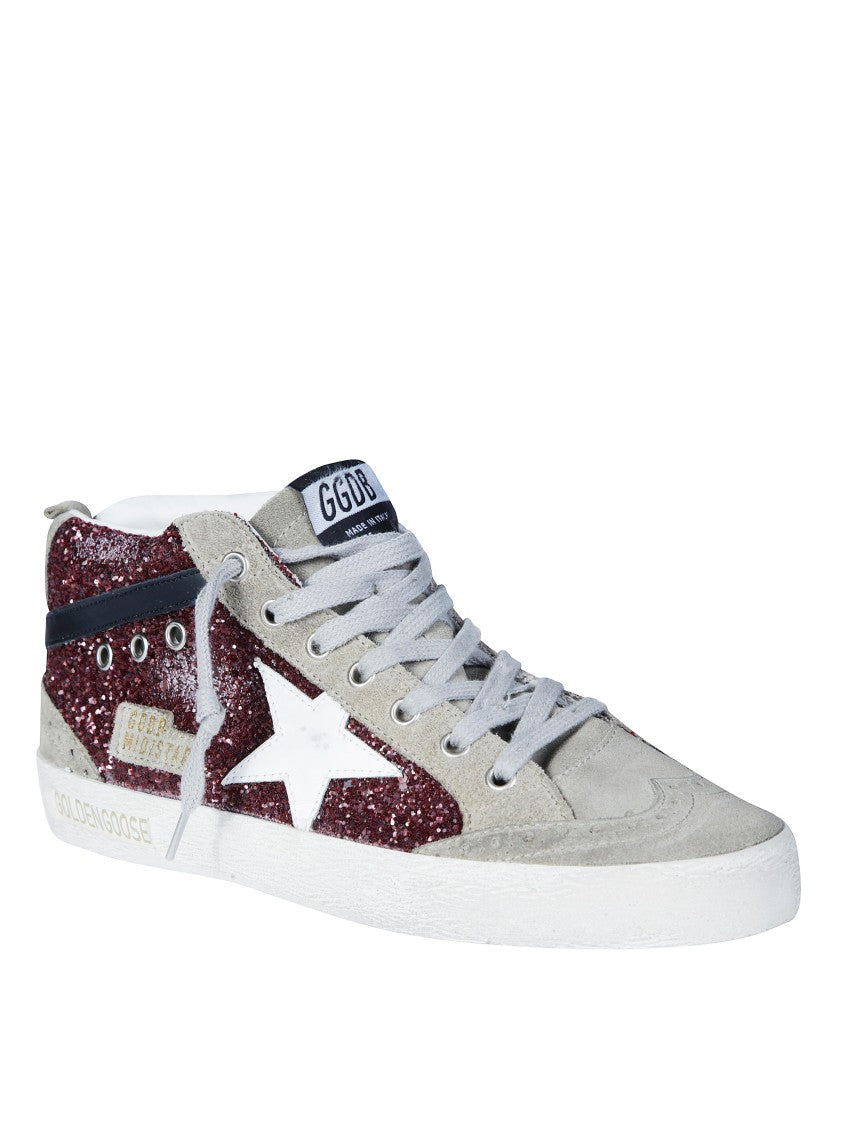 Golden Goose Mid Star Glitter Upper Suede Toe Spur Sneakers