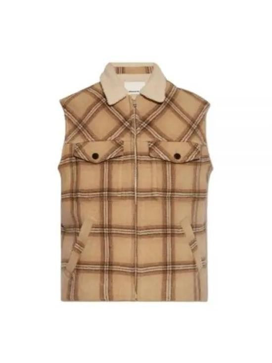 Isabel Marant Plaid Brown Vest With Structured Collar