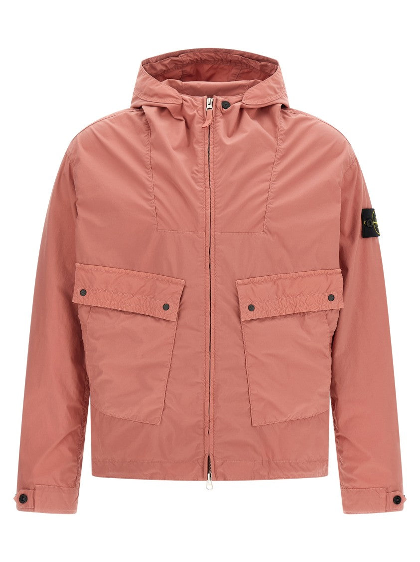 Stone Island Lightweight Canvas Jacket With Adjustable Hood