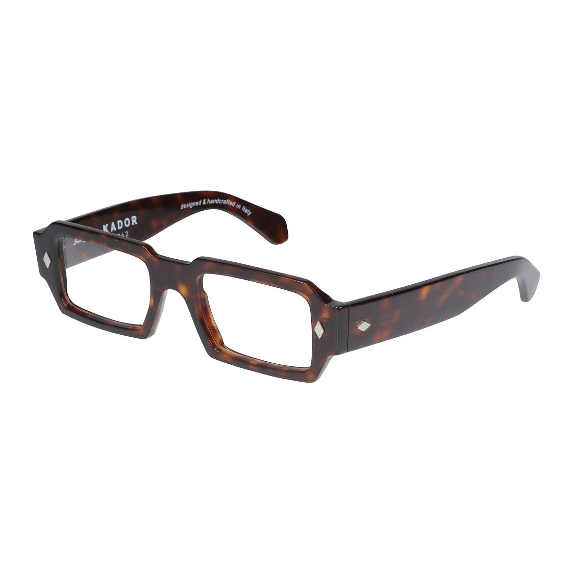 Kador Rock Star Bold Rectangular Tortoiseshell Eyeglasses With Silver Accents