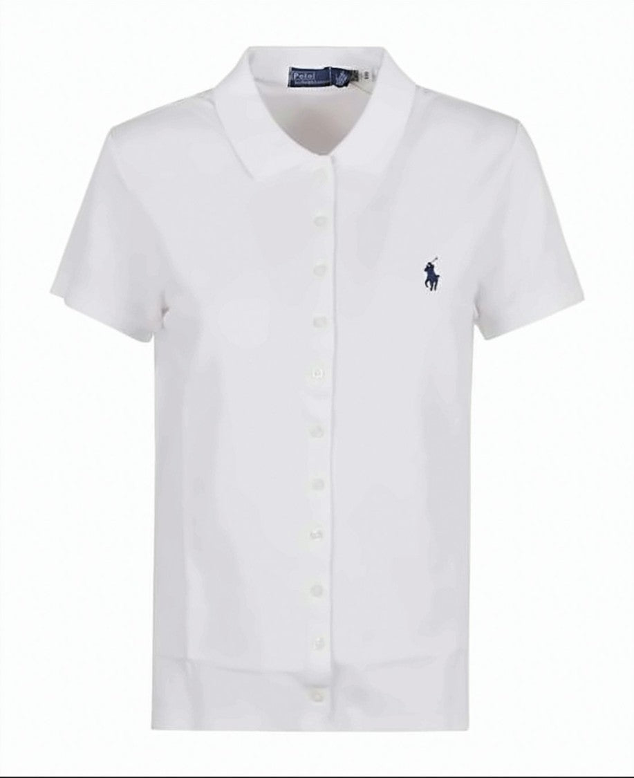 Polo Ralph Lauren Fitted White Cotton Polo Shirt