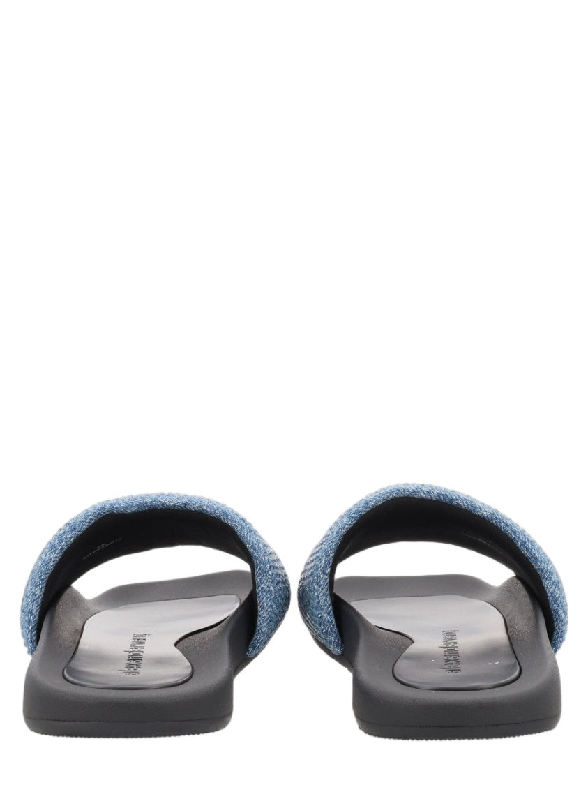 Alexander Wang Contoured Sole Denim Slide Sandals