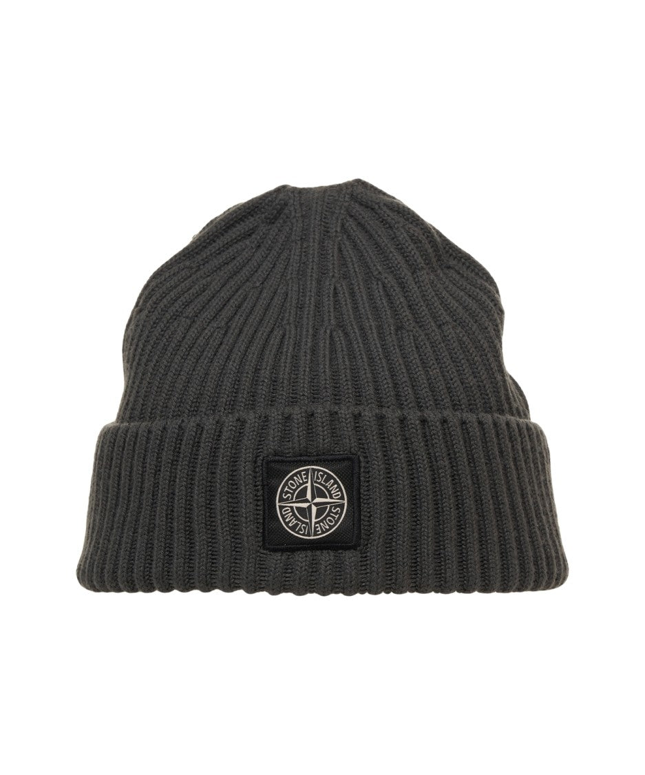 Stone Island Knitted Beanie With Ribbed Texture