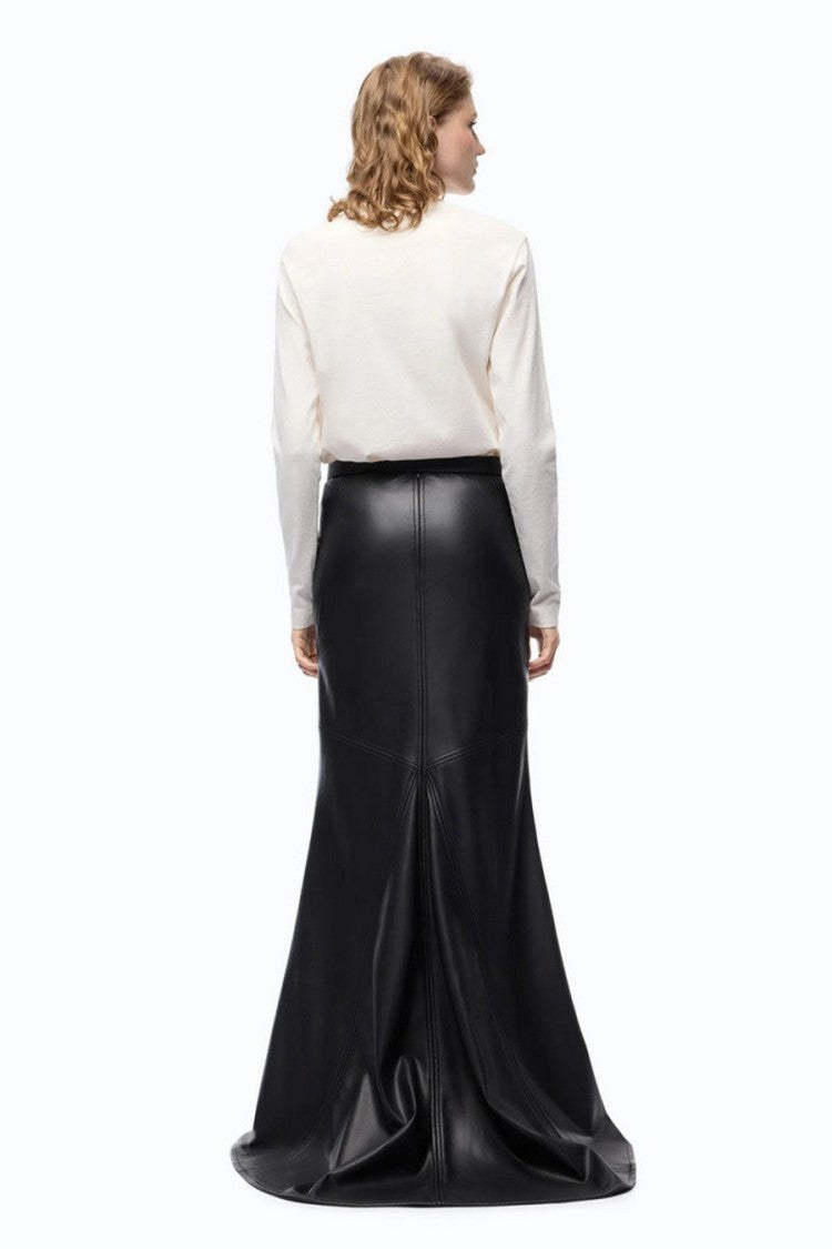 Pinko Black Polyester Flared Maxi Skirt