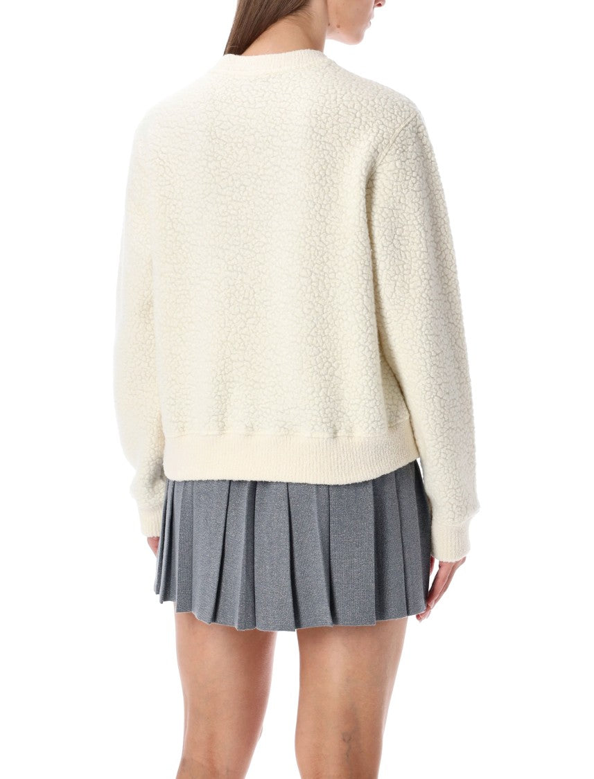 Casablanca Plush Cashmere And Terry Fleece Crew Sweater