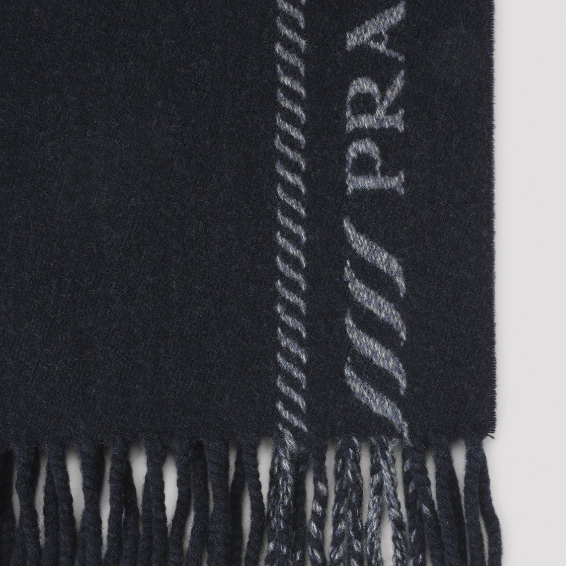 Prada Wool-Cashmere Blend Scarf With Fringed Ends