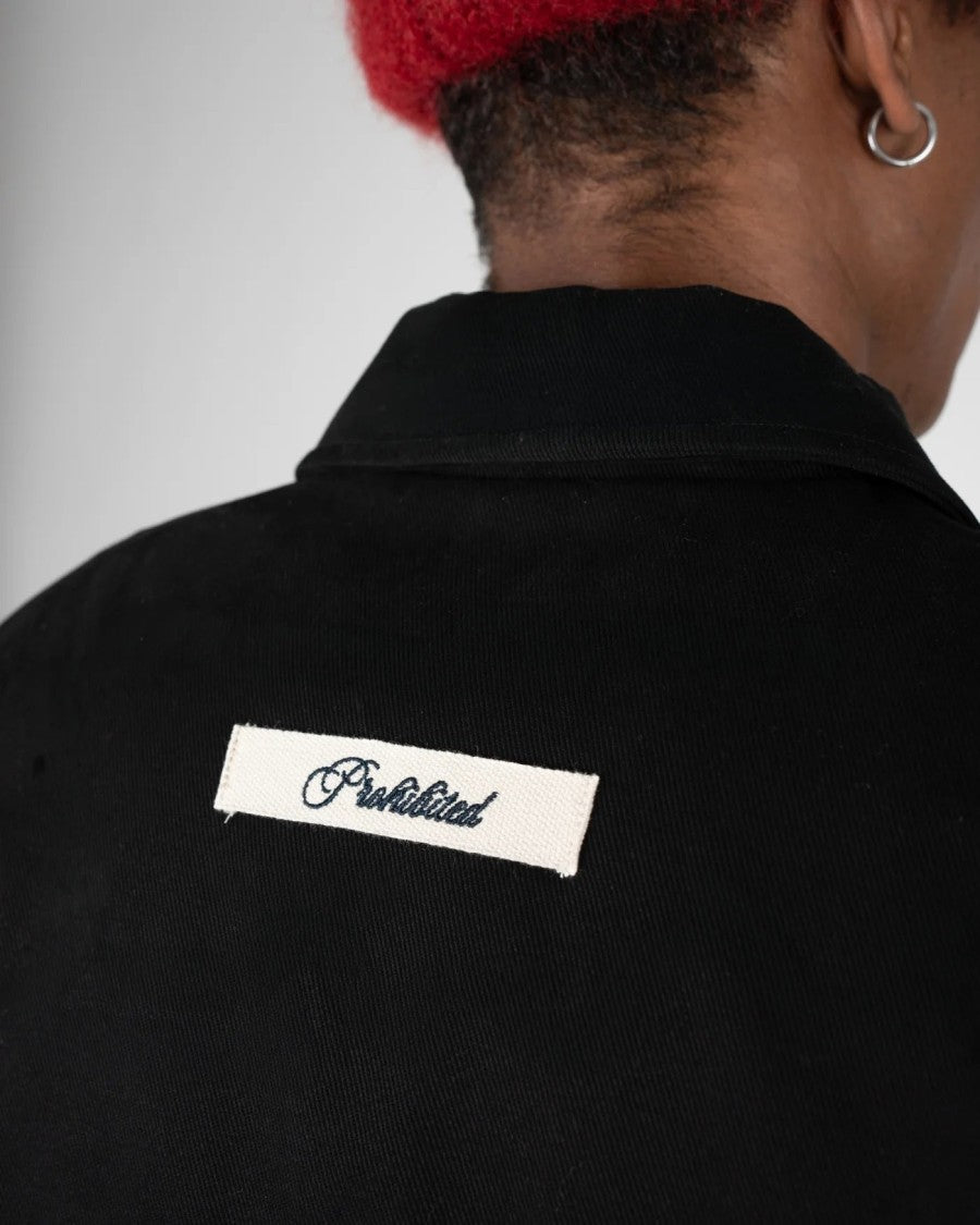 Prohibited Black Back In The Days Cotton Buckle Jacket