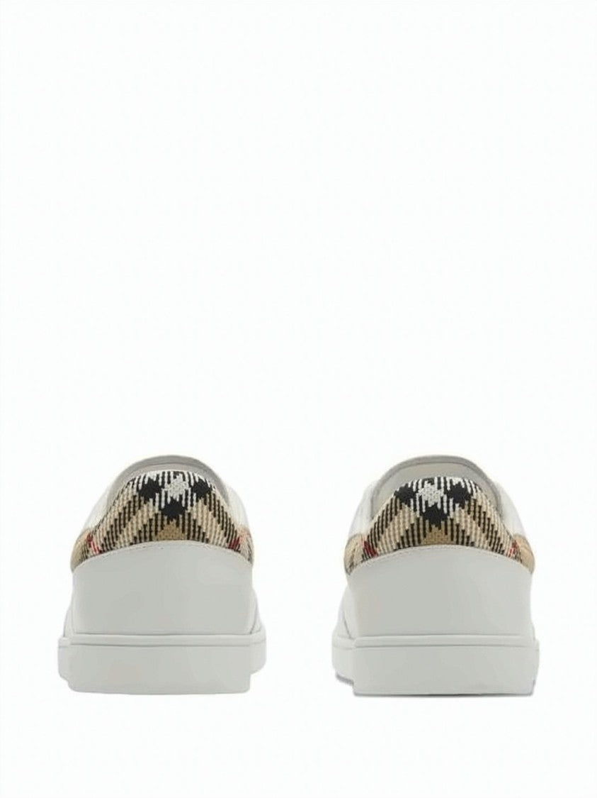 Burberry Leather Low-Top Sneakers With Distinctive Checkered Accents