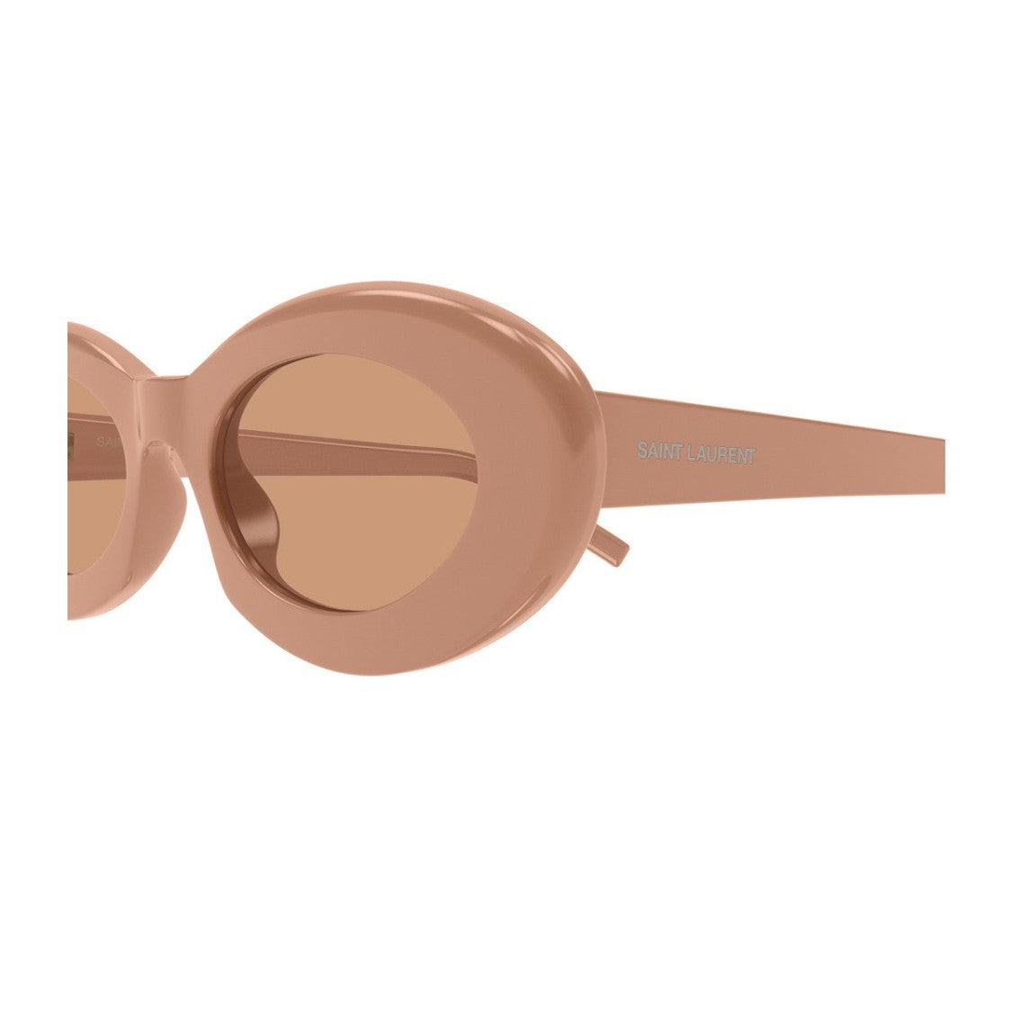 Saint Laurent Nude Brown Sl 594 Sl Logo Recycled Acetate Oval Sunglasses