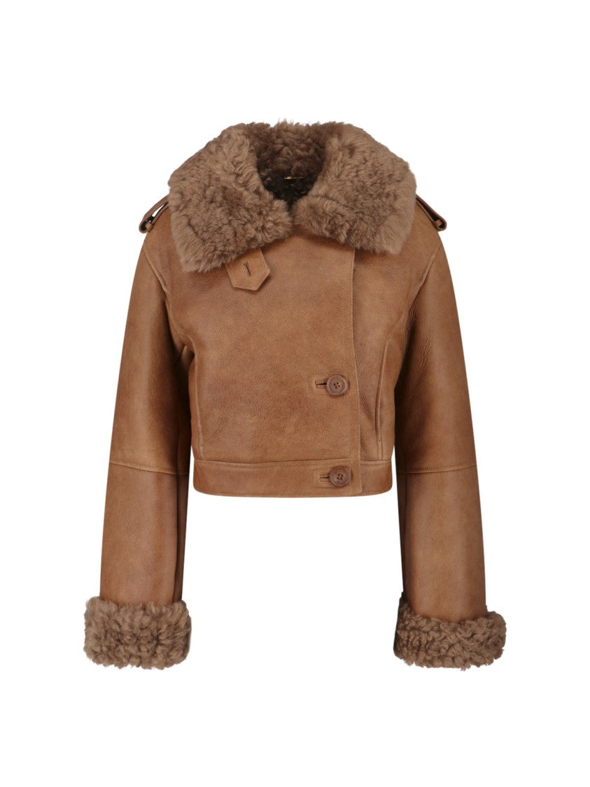 Chloé Cropped Leather Jacket – Brown