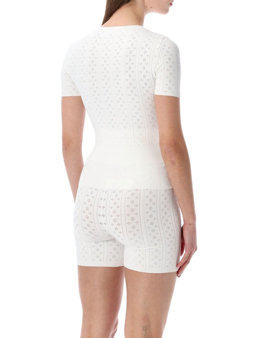 J. W. Anderson Pointelle Knit T-Shirt With Scalloped Neckline