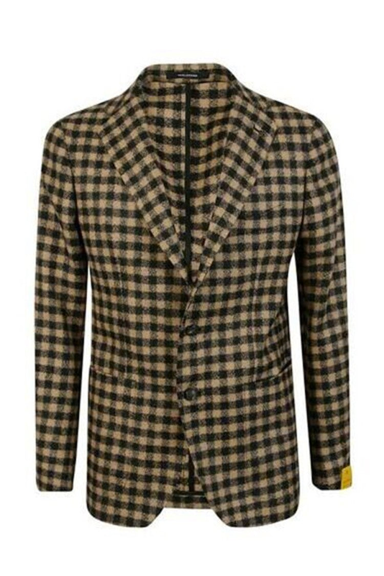 Tagliatore Classic Checkered Blazer Notched Lapel Tailored