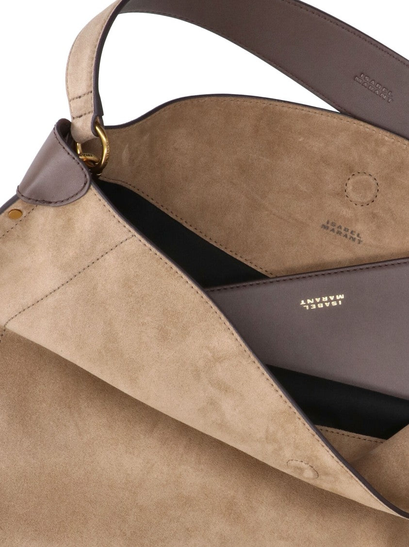 Isabel Marant Taupe Oksan Soft Suede Studded Hobo Bag