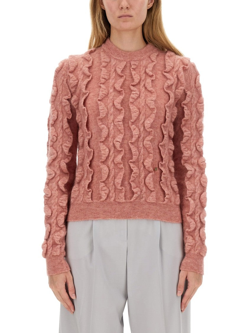 Moschino Ruffled Texture Wool Blend Sweater