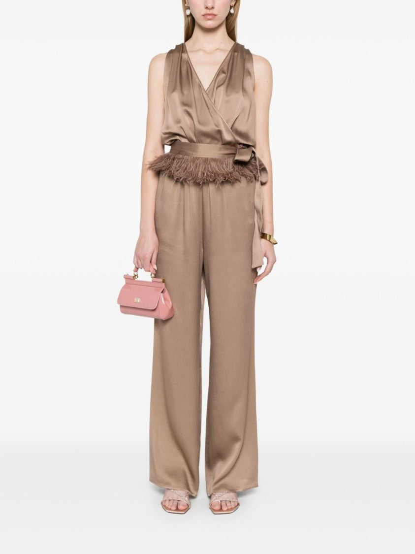 Antonelli Wrap Design Jumpsuit With Feather Details