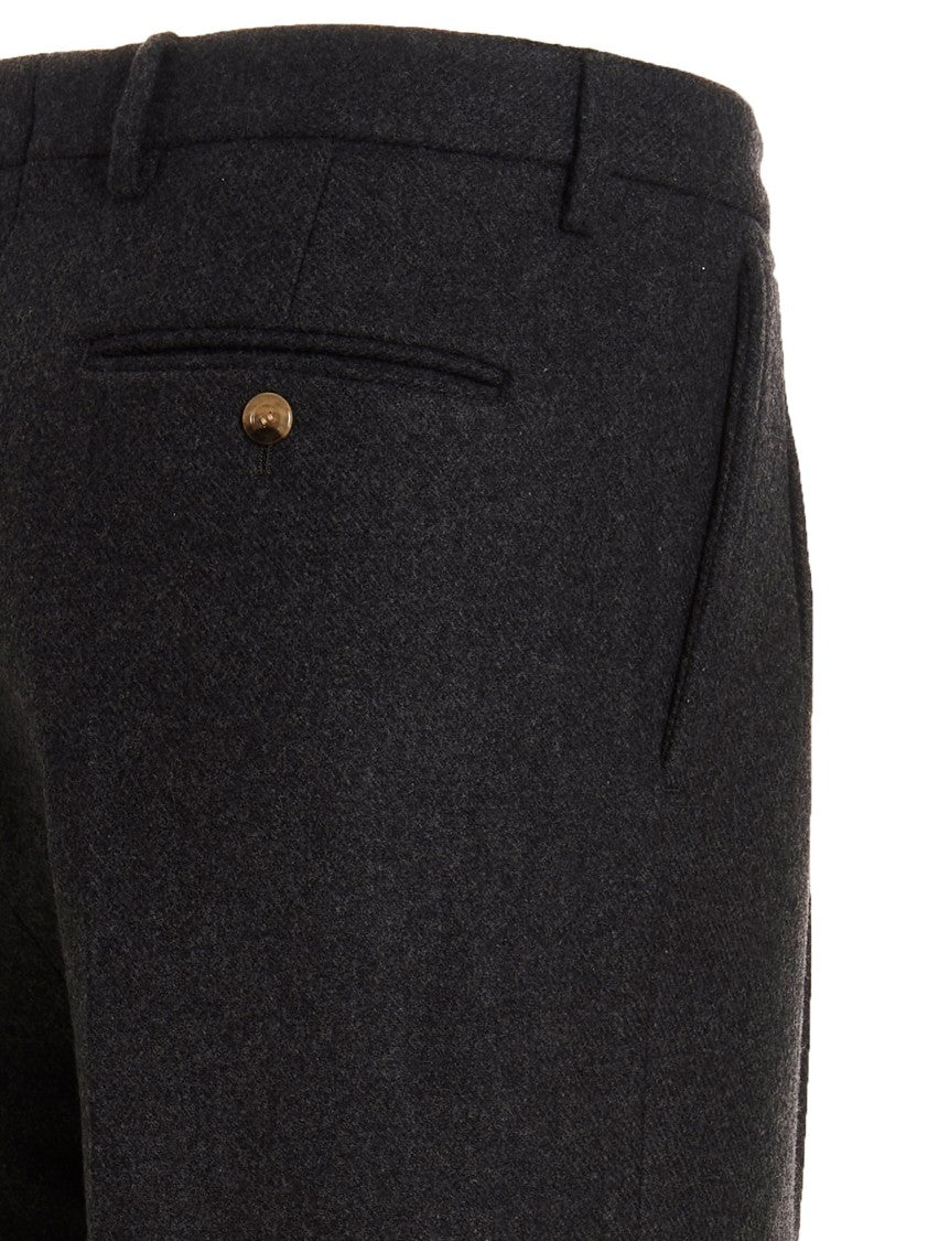 Gucci Dark Gray Cashmere-Wool Tailored Pants With Refined Texture