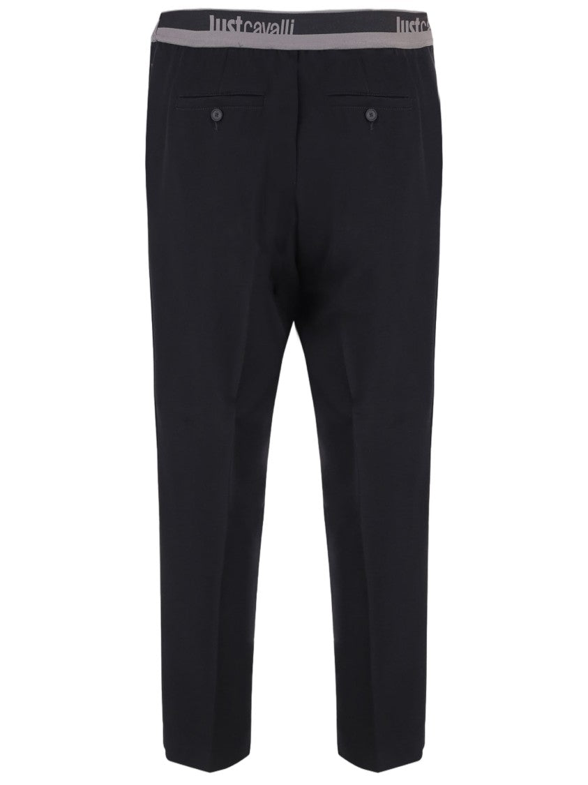 Just Cavalli Straight-Leg Tailored Pants With Branded Elastic Waistband