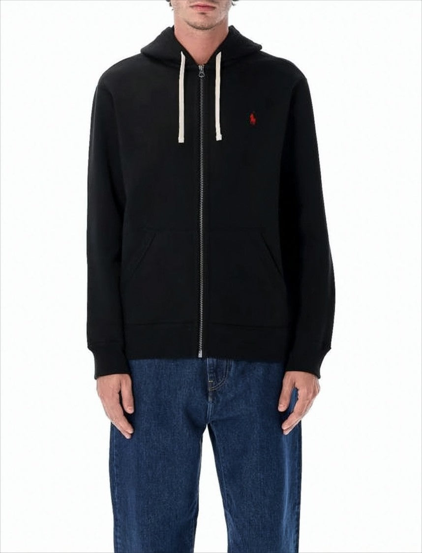 Polo Ralph Lauren Zip-Up Hoodie With Contrast Drawstrings And Embroidered Logo
