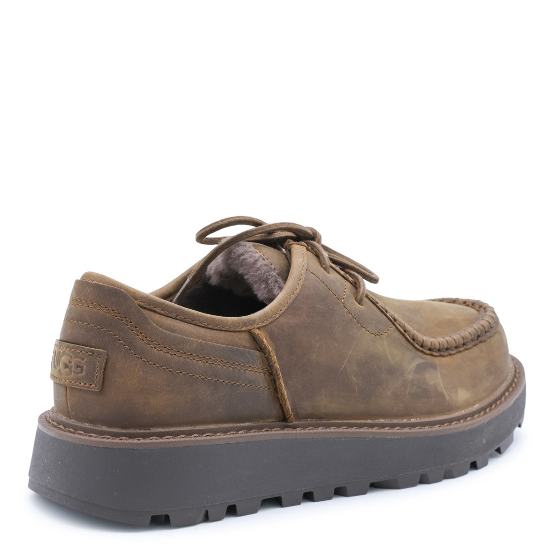 Ugg Brown Leather Moccasin Stitching Shoes