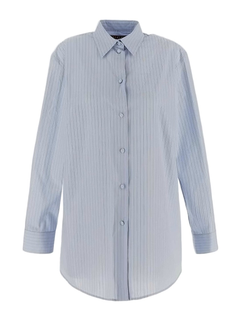 Gucci Light Blue Striped Cotton Button-Up Shirt