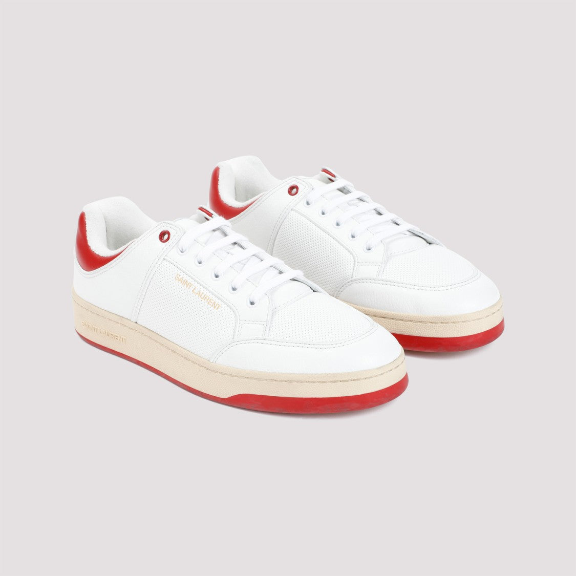 Saint Laurent Sl61 White Red Calf Leather Sneakers