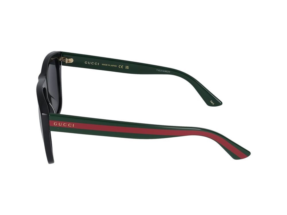 Gucci Black Red Accents Bold Square Sunglasses