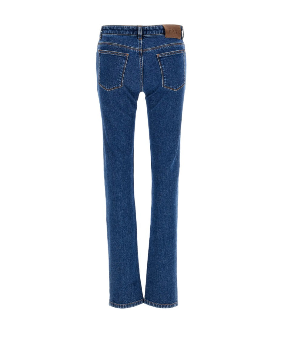 Fay Skinny Fit Stone-Washed Denim Jeans