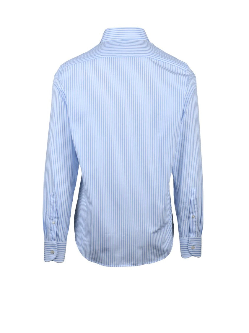 Ghirardelli White Light Blue Two-Tone Cotton Button-Down Shirt
