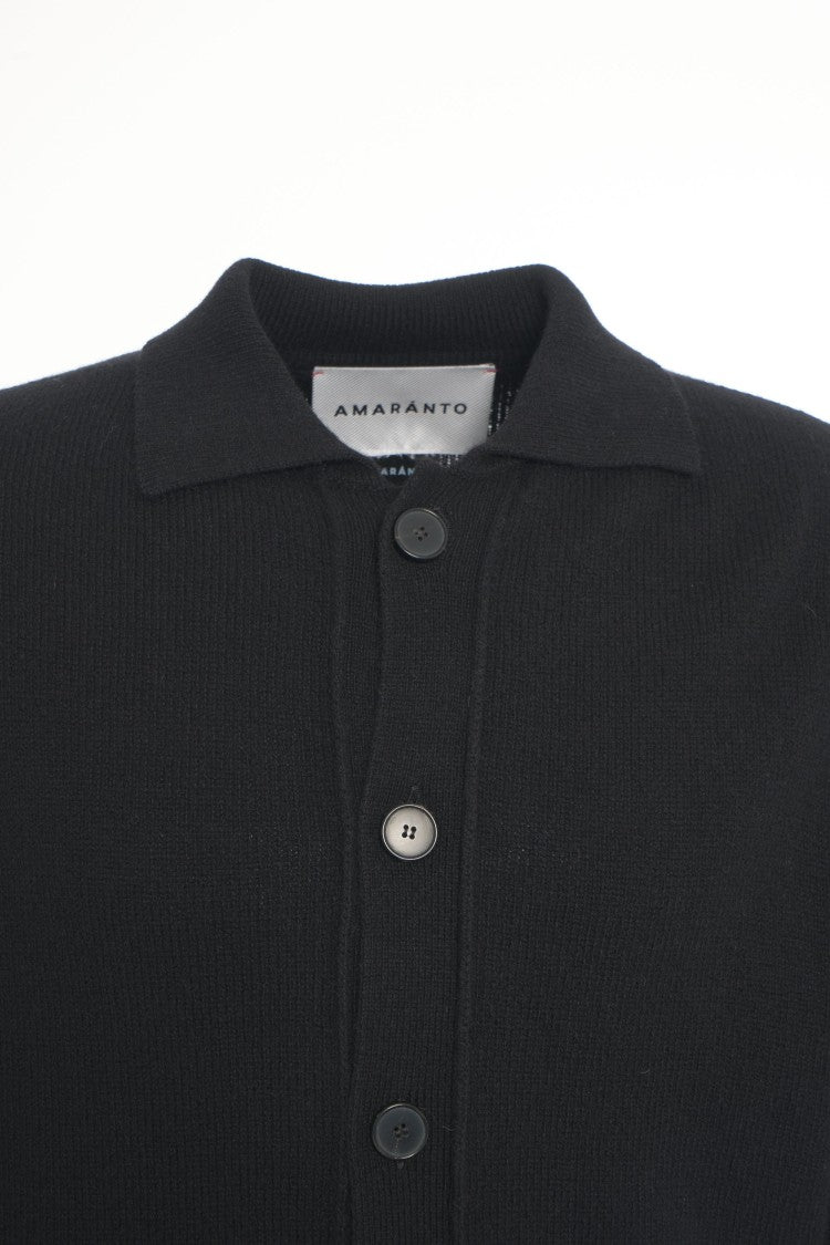 Amaranto Cardigan With Polo Collar And Full Button Closure