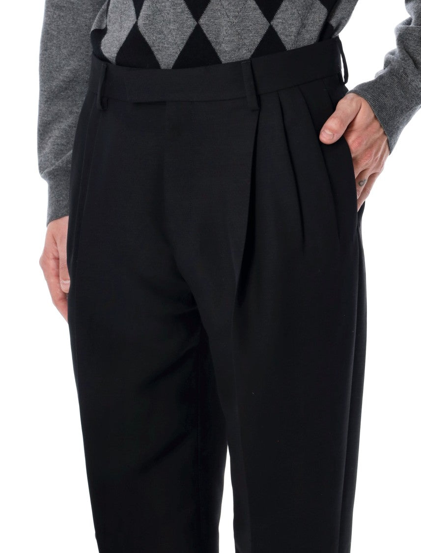 Ferragamo Black Tailored Wool Trousers With Pleats